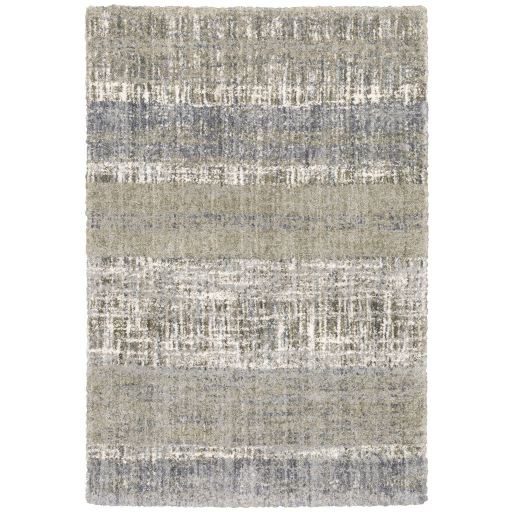 8' X 10' Grey And Ivory Abstract Lines Area Rug