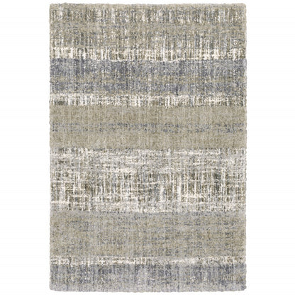 8' X 10' Grey And Ivory Abstract Lines Area Rug