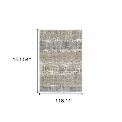 8' X 10' Grey And Ivory Abstract Lines Area Rug