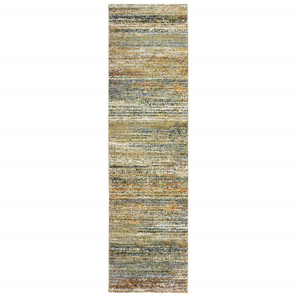 5' X 8' Gold And Green Abstract Area Rug