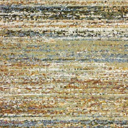 5' X 8' Gold And Green Abstract Area Rug