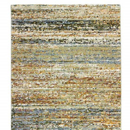 5' X 8' Gold And Green Abstract Area Rug