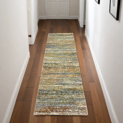 5' X 8' Gold And Green Abstract Area Rug