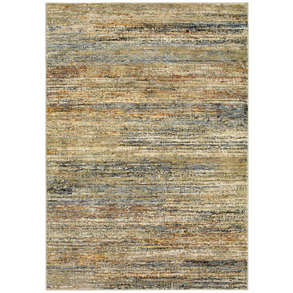 5' X 8' Gold And Green Abstract Area Rug