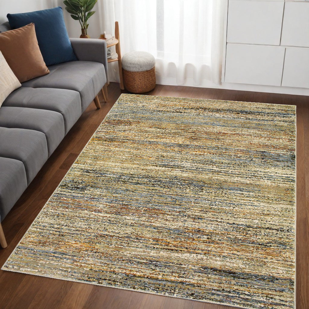 5' X 8' Gold And Green Abstract Area Rug