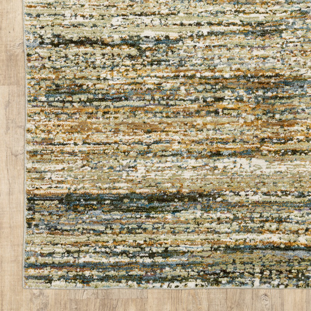 5' X 8' Gold And Green Abstract Area Rug