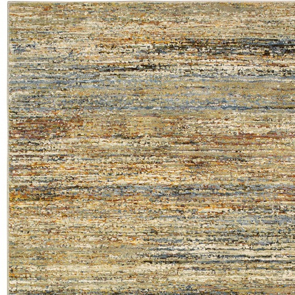 5' X 8' Gold And Green Abstract Area Rug