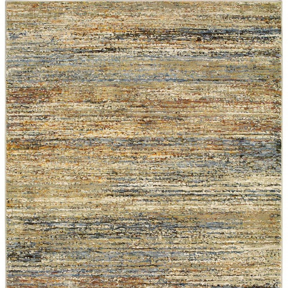 5' X 8' Gold And Green Abstract Area Rug