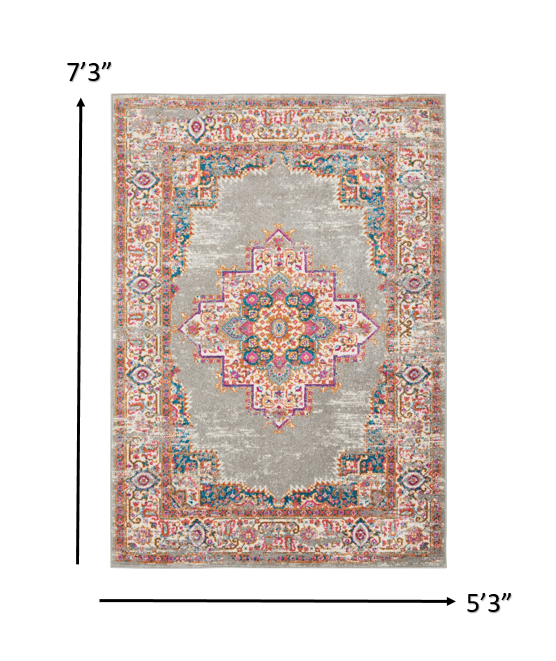 4' X 6' Gray Power Loom Area Rug