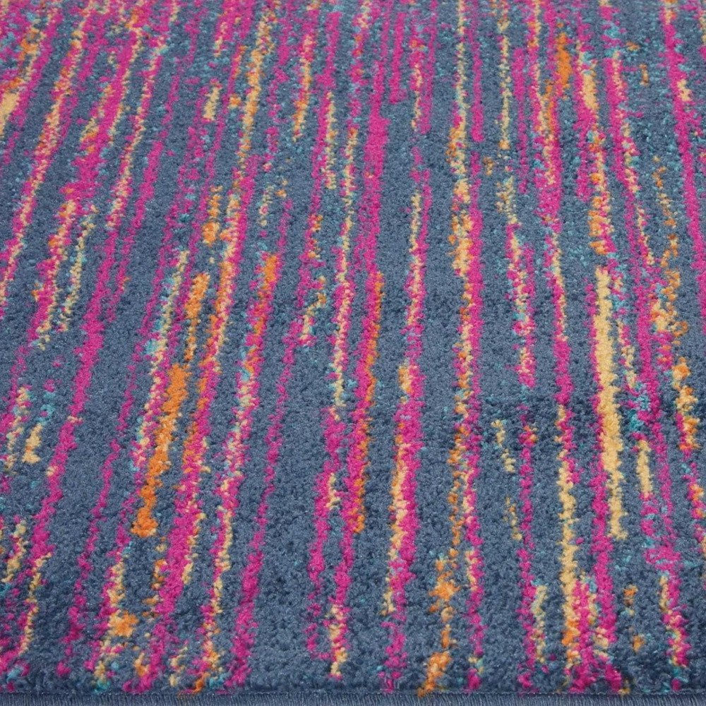 8' X 10' Blue And Pink Abstract Power Loom Area Rug