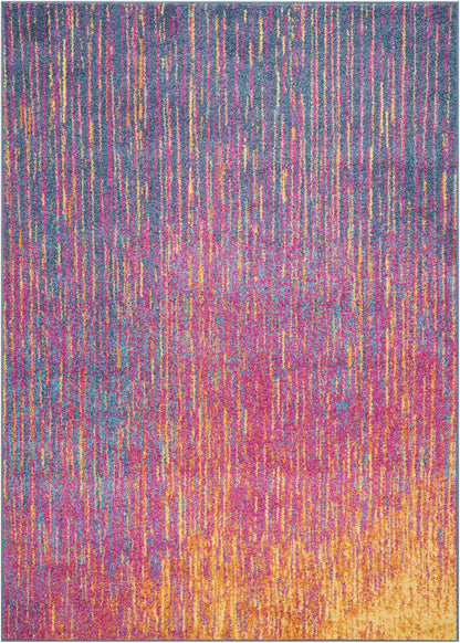 8' X 10' Blue And Pink Abstract Power Loom Area Rug