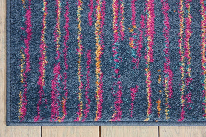 8' X 10' Blue And Pink Abstract Power Loom Area Rug