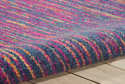 8' X 10' Blue And Pink Abstract Power Loom Area Rug