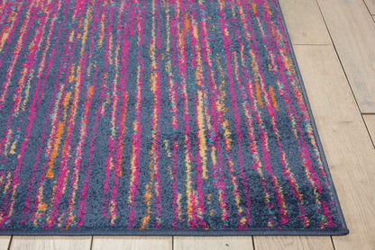 8' X 10' Blue And Pink Abstract Power Loom Area Rug