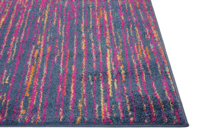 8' X 10' Blue And Pink Abstract Power Loom Area Rug