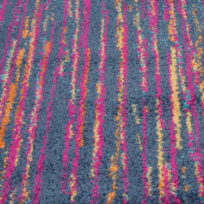 8' X 10' Blue And Pink Abstract Power Loom Area Rug