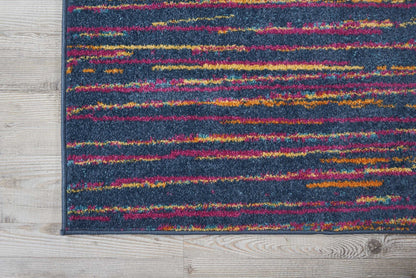 8' X 10' Blue And Pink Abstract Power Loom Area Rug