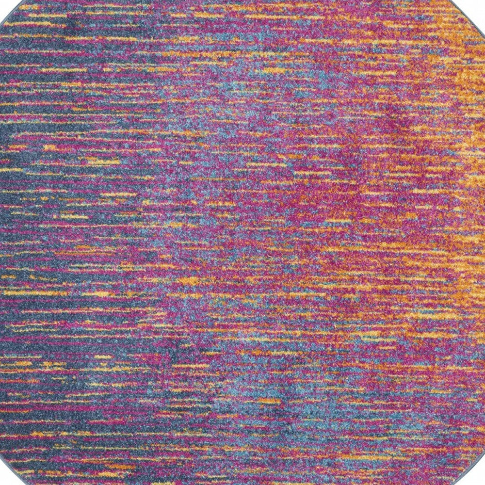 8' X 10' Blue And Pink Abstract Power Loom Area Rug