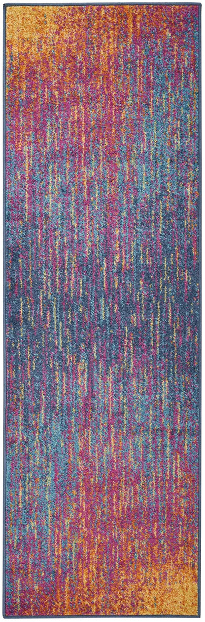 8' X 10' Blue And Pink Abstract Power Loom Area Rug