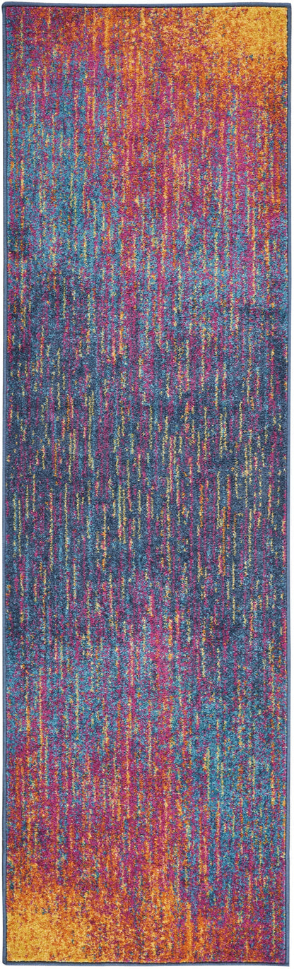 8' X 10' Blue And Pink Abstract Power Loom Area Rug