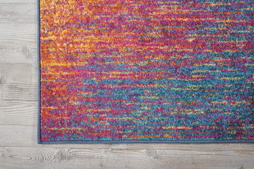 8' X 10' Blue And Pink Abstract Power Loom Area Rug