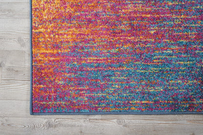 8' X 10' Blue And Pink Abstract Power Loom Area Rug