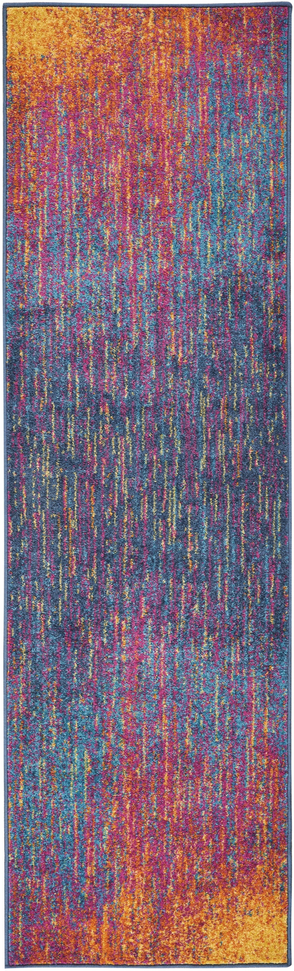 8' X 10' Blue And Pink Abstract Power Loom Area Rug