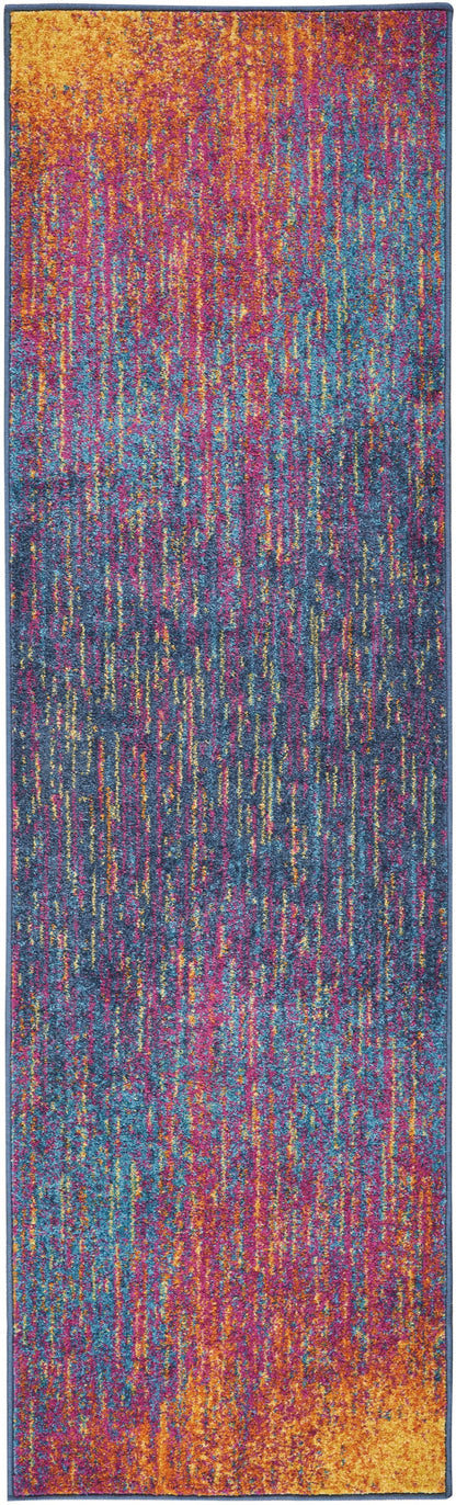 8' X 10' Blue And Pink Abstract Power Loom Area Rug