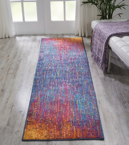 8' X 10' Blue And Pink Abstract Power Loom Area Rug