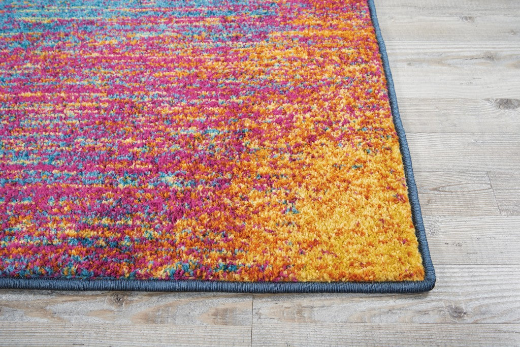 8' X 10' Blue And Pink Abstract Power Loom Area Rug