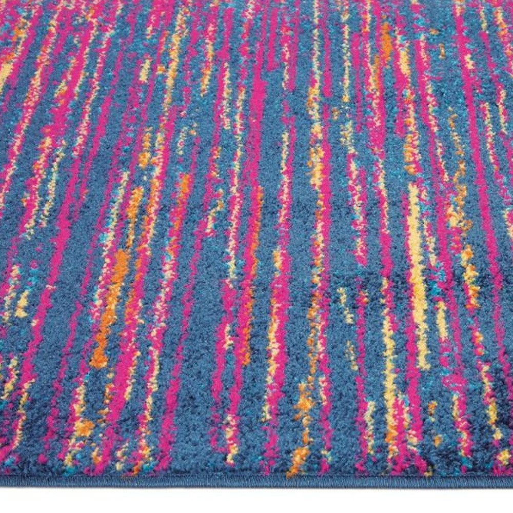 8' X 10' Blue And Pink Abstract Power Loom Area Rug