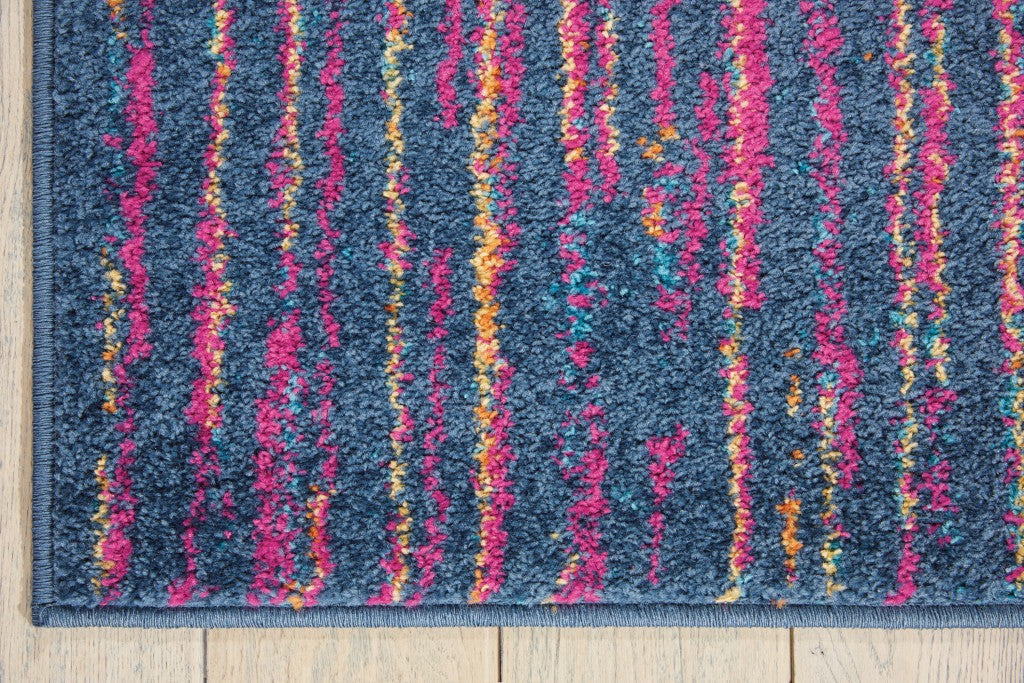 8' X 10' Blue And Pink Abstract Power Loom Area Rug