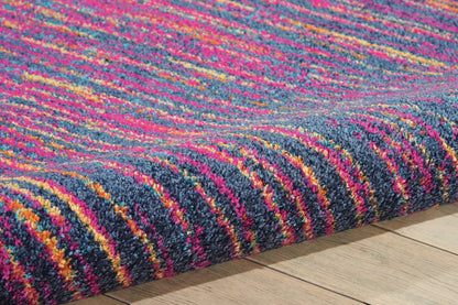 8' X 10' Blue And Pink Abstract Power Loom Area Rug