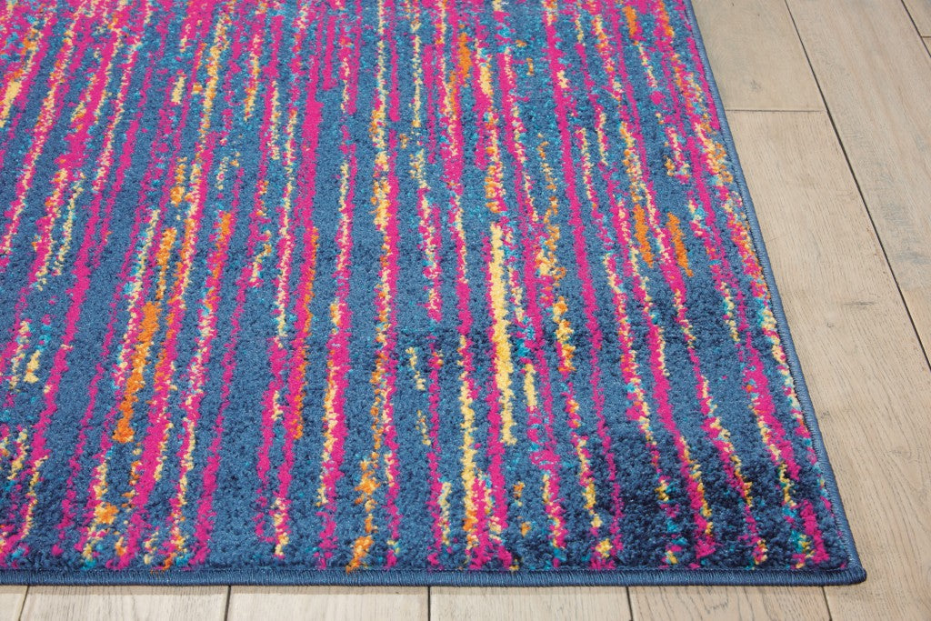 8' X 10' Blue And Pink Abstract Power Loom Area Rug