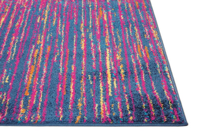 8' X 10' Blue And Pink Abstract Power Loom Area Rug