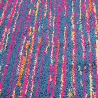 8' X 10' Blue And Pink Abstract Power Loom Area Rug