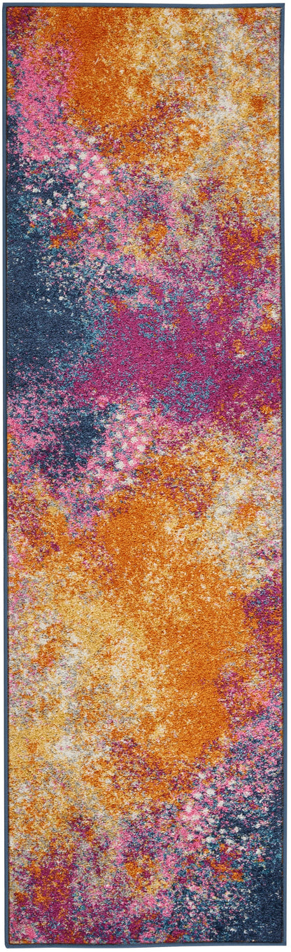 8' Sunset Abstract Power Loom Runner Rug