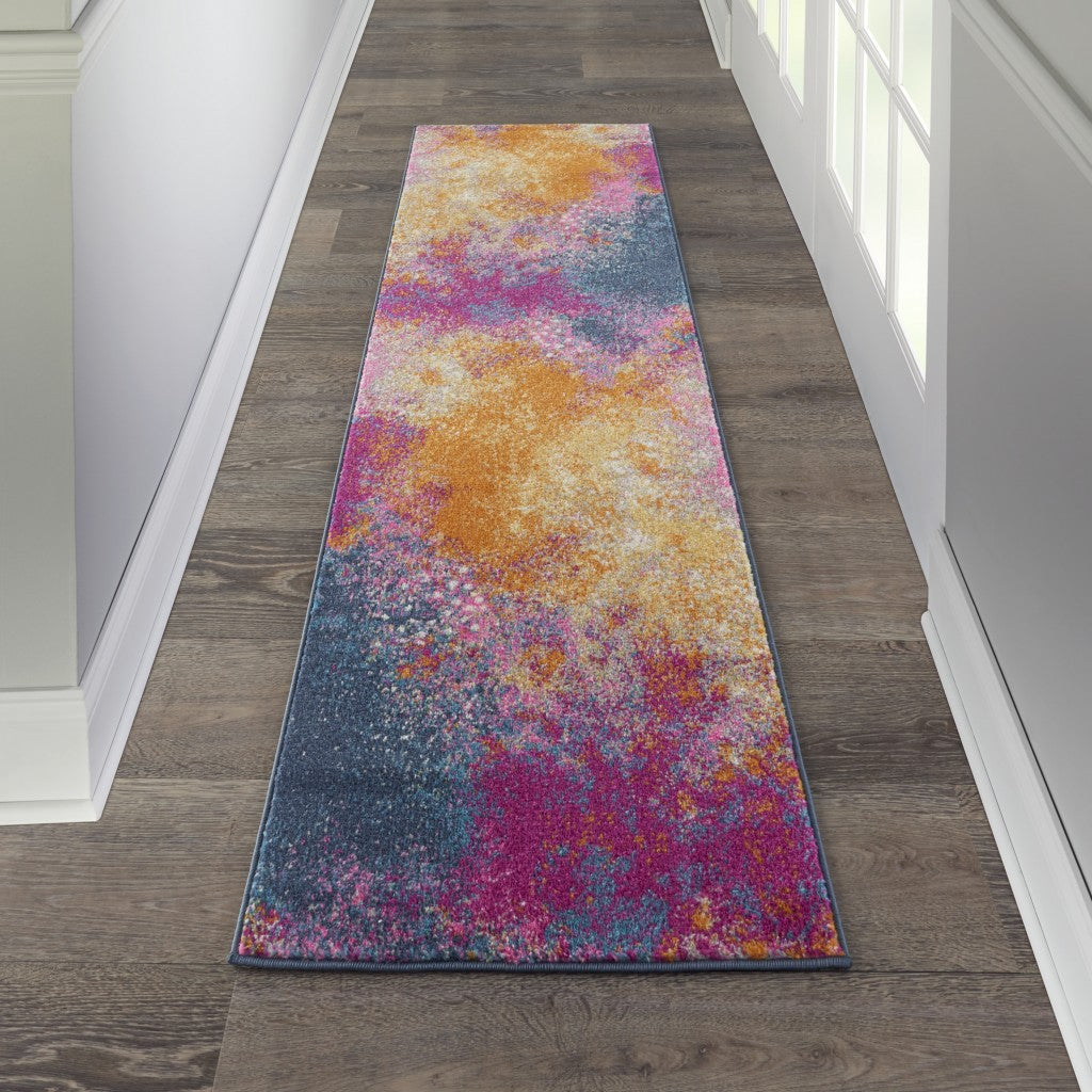 8' Sunset Abstract Power Loom Runner Rug