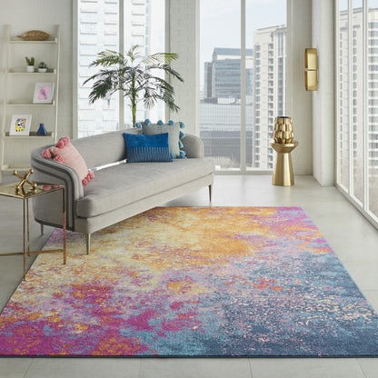 8' Sunset Abstract Power Loom Runner Rug