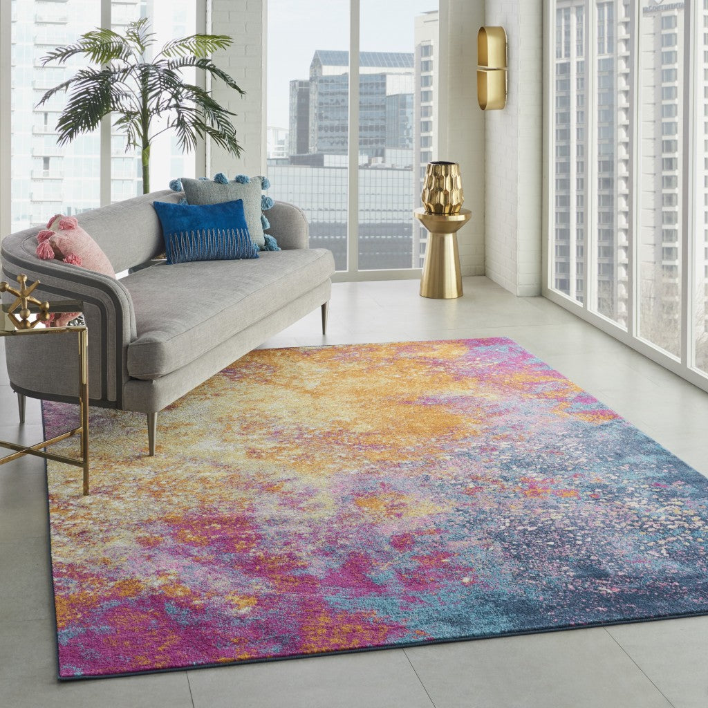 8' Sunset Abstract Power Loom Runner Rug