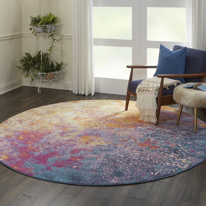 8' Sunset Abstract Power Loom Runner Rug