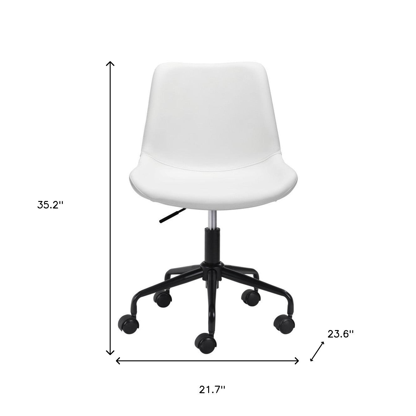 White and Black Adjustable Swivel Faux Leather Rolling Office Chair