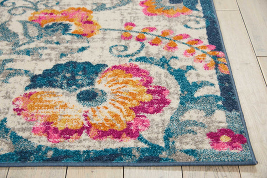 8' X 10' Ivory Floral Dhurrie Area Rug