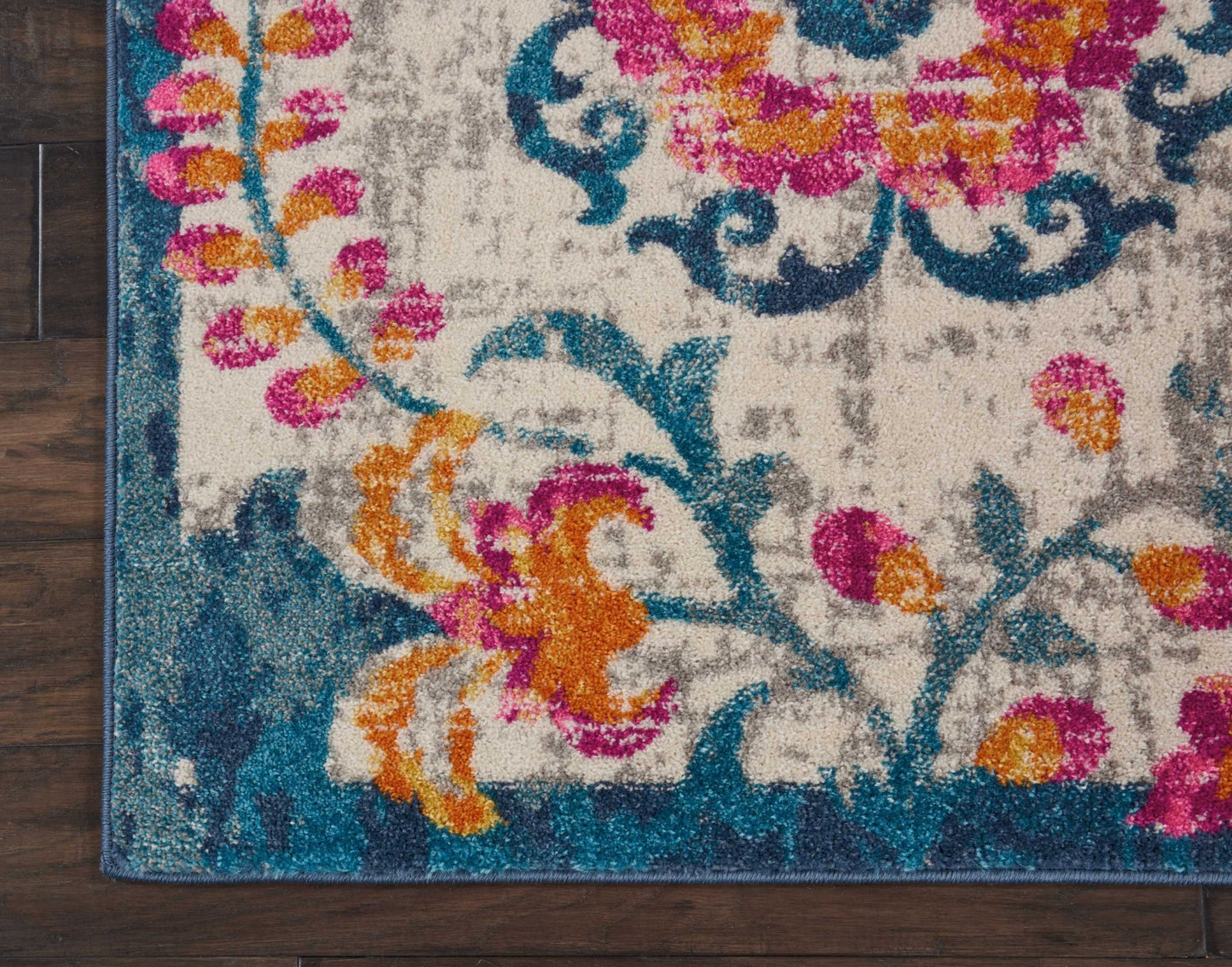 8' X 10' Ivory Floral Dhurrie Area Rug