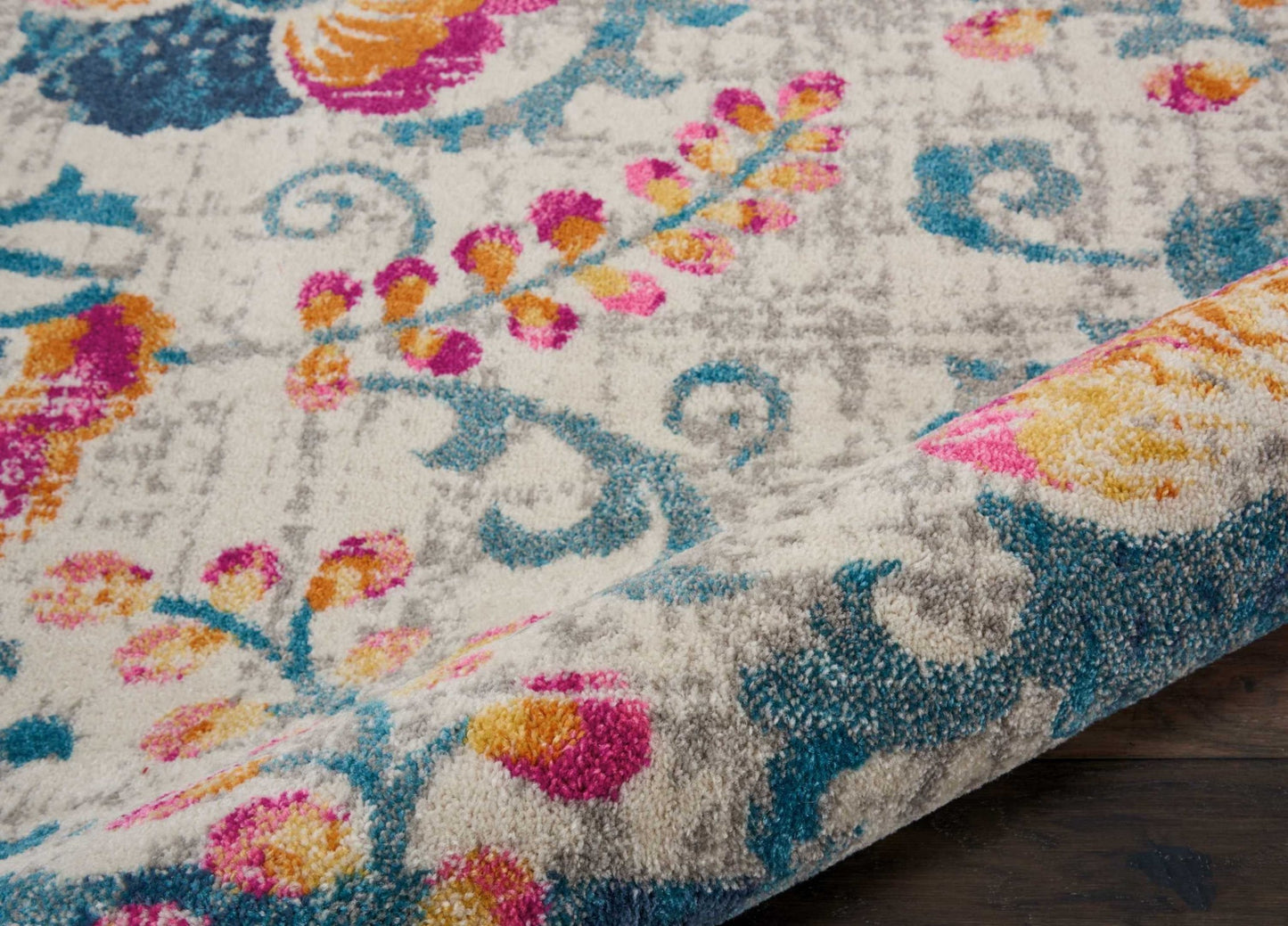 8' X 10' Ivory Floral Dhurrie Area Rug