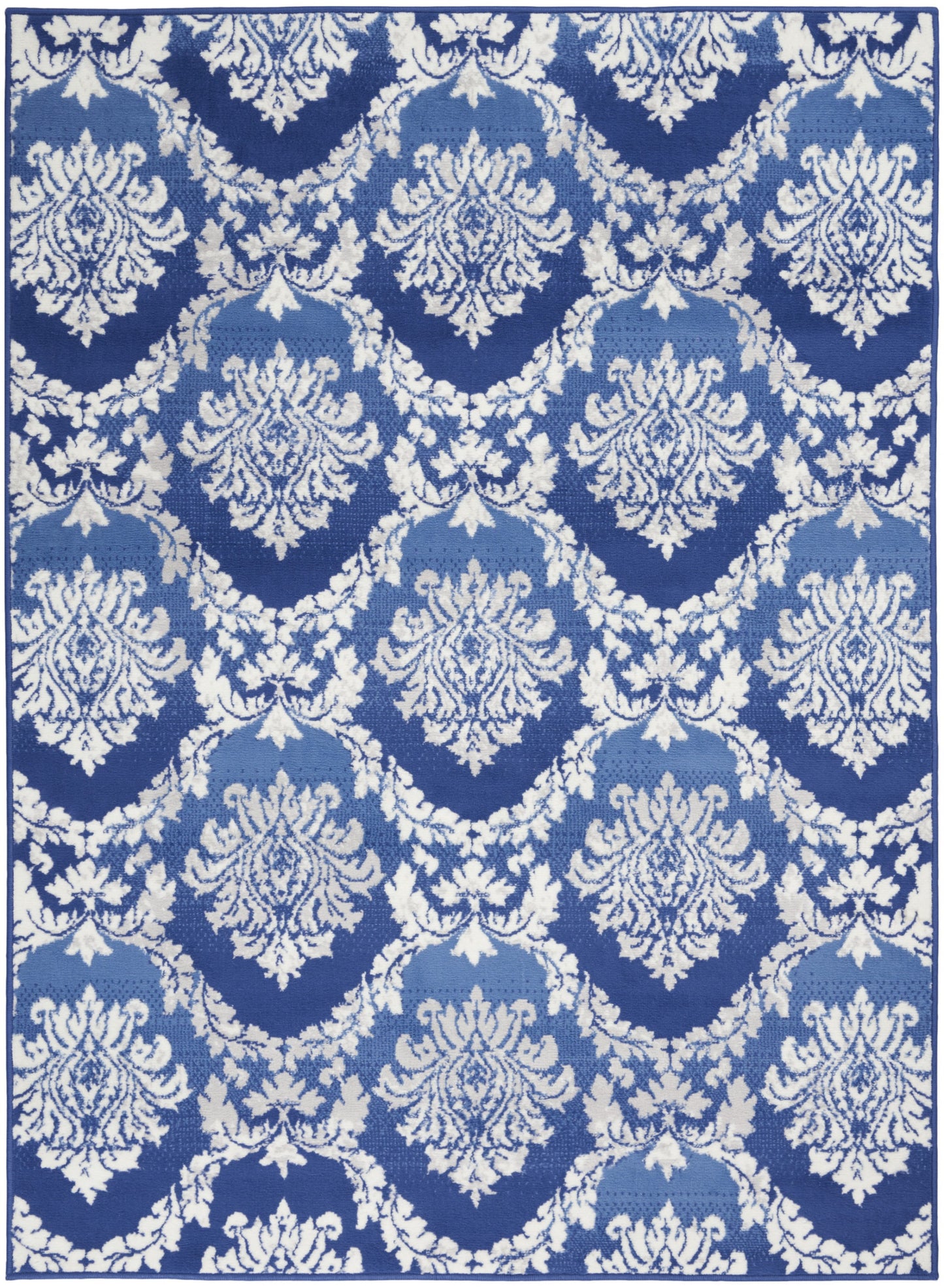 6' X 9' Blue And Ivory Floral Dhurrie Area Rug