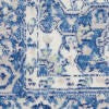 4' X 6' Blue And Ivory Floral Dhurrie Area Rug