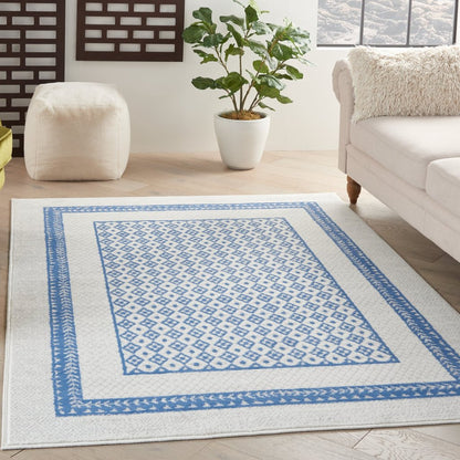 4' X 6' Navy Blue Geometric Dhurrie Area Rug