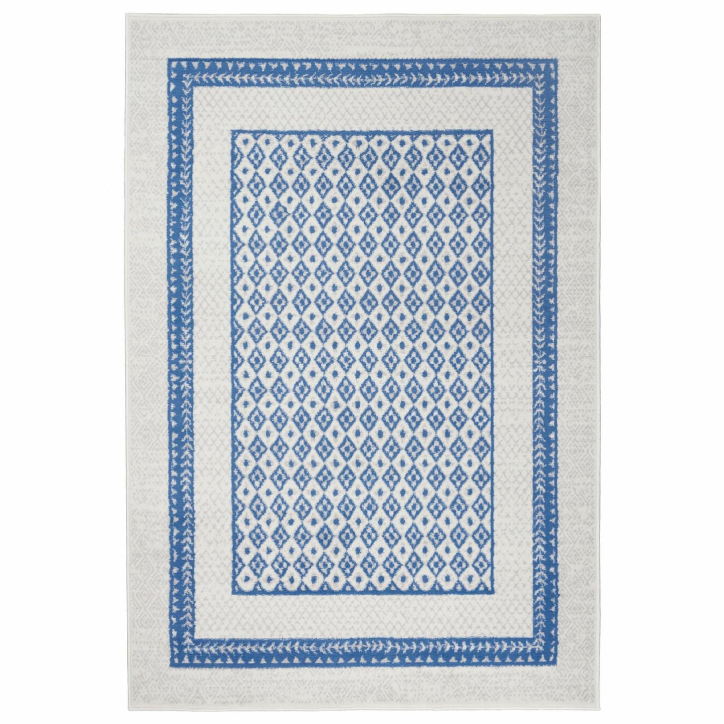 4' X 6' Navy Blue Geometric Dhurrie Area Rug