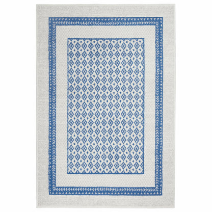 4' X 6' Navy Blue Geometric Dhurrie Area Rug